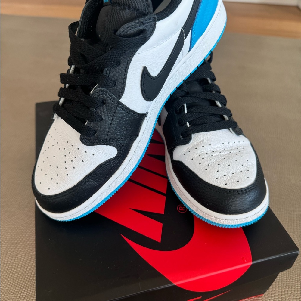 Air Jordan 1 Retro Low OG (GS) youth 5.5 white power blue black - Picture 12 of 12